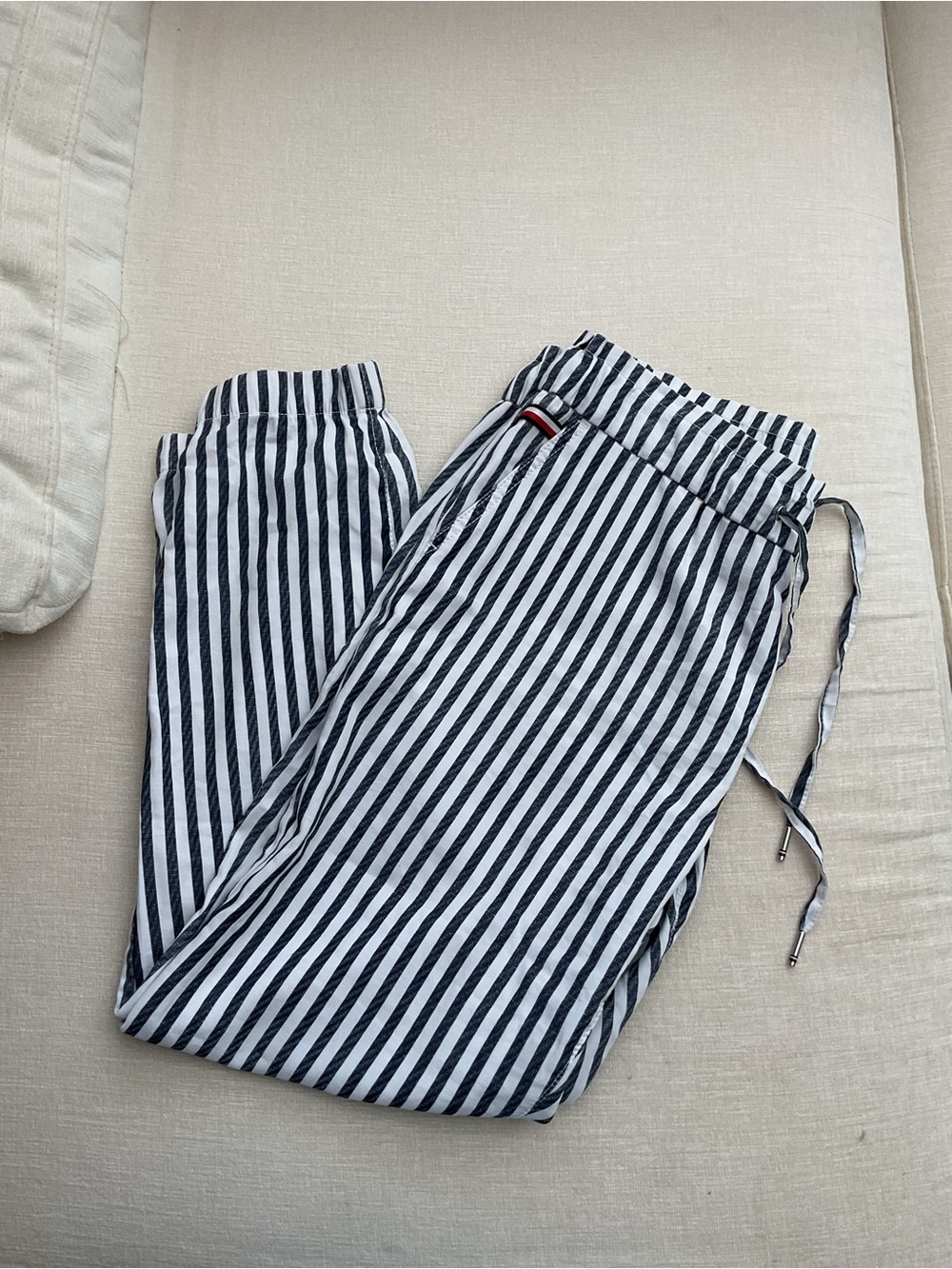 Tommy Hilfiger Black and White Vertical Stripe Joggers